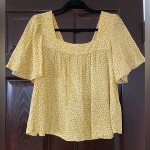 Yellow Floral Babydoll Top Size Small